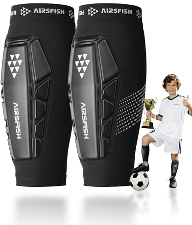 AirsFish Soccer Shin Guards Kids Youth, Ski Shin Protector for Boys Girls Men Women, Ski Shin Pads Defender, Lightweight Calf Protective Gear, Breathable Canilleras de Futbol para Niños