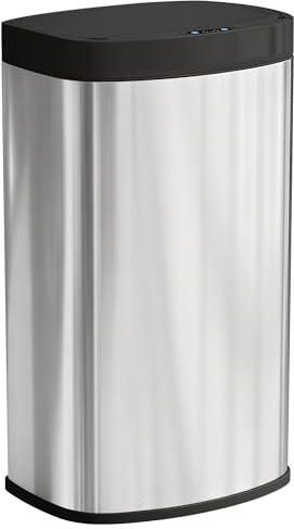HOMCOM Poubelle de cuisine automatique 55L en acier inoxydable, couvercle à fermeture en douceur, poubelle à capteur de mouvement sans contact, résistant aux empreintes digitales, argent