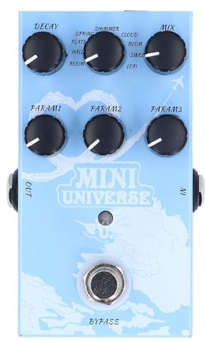 Cryfokt Reverb Pedal, 9 Digital Reverb Effekter Rum Hall Plate Spring Shimmer Cloud Bloom Swell Lofi med 1/4in Mono Jack TS, True Bypass Trail Function, för Elgitarr Effektpedal