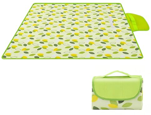BIVYAX Coperta Picnic Impermeabile 200 × 200cm, Telo Picnic Impermeabile Gigante Portatile con Maniglia, Facile da Scuotere, Antisabbia e Antierba, Coperta Picnic per Campeggio Spiaggia Prato Famiglia