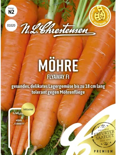 Möhre Flyaway F1,gesundes, delikates Lagergemüse bis zu 18 cm lang, Saatband, Samen, Saatgut, 01020-apog