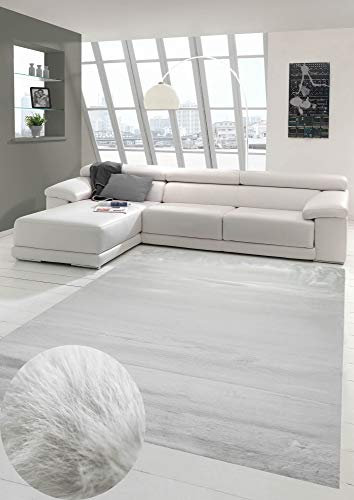 Teppich-Traum Tapis Moquette Fausse Fourrure Tapis à Poils Longs Tapis à Poils Longs flokati en Gris Größe 80 x 300 cm