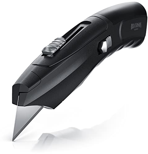 Brandson - Universalmesser Teppichmesser Profi – Kartonmesser - Cuttermesser - inkl. Ersatzklingen – magnetischer Klingenhalter -Trapezklingen SK5 Klingen