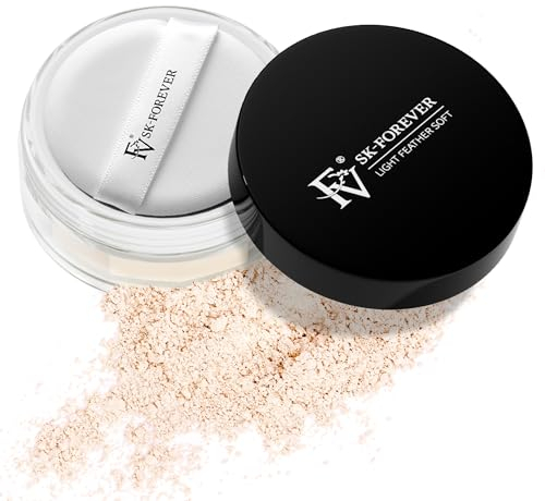 FV Poudre Matifiante, Makeup Poudre Libre Fixante Maquillage Transparente, Baking Powder avec Bouffée, Réduit la Taille des Pores, Contrôle de la brillance，Finition Longue Durée,Teinte: Ivoire