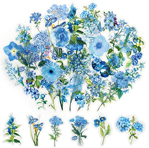 100 Pcs Scrapbook Flower Stickers，Self-Adhesive Floral Style Paper Stickers with 50 Patterns for Scrapbook Letters Wall Journal Album Notebook Card Window Making DIY Water Bottle