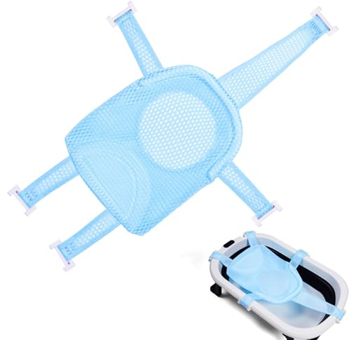 Aolso Red de Baño para Bebés,Asiento de Baño para Bebé Recién Nacido,Red de Soporte para Bañera,Alfombra de Bañera Antideslizante para Bebé,Asiento Hamaca Bañera Bebe(azul claro)