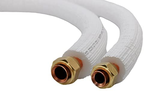 SYSTERM Kältemittelleitung für Split-Klimaanlagen, Kupferrohr Isoliert fertig eingestellt 1/4 + 1/2, Länge: 1m – 25m, Die vorisolierten Rohre für Kühlgase R32, R410A und R407C (Länge: 20 m)