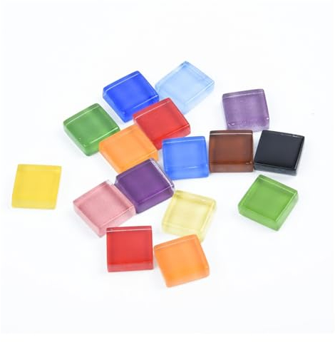 Tesselles mosaique Carreaux de mosaïque faits à la main, fournitures artisanales multicolores 1cm X 1cm, accessoires 100g, bricolage Mosaique verre