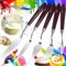 5 Pièces Spatule à crème à gâteau, ensemble de palette à étaler, palette d'angle en acier inoxydable, outil de pâtisserie, grattoir à remuer, grattoir de décoration de gâteau, outil de toner