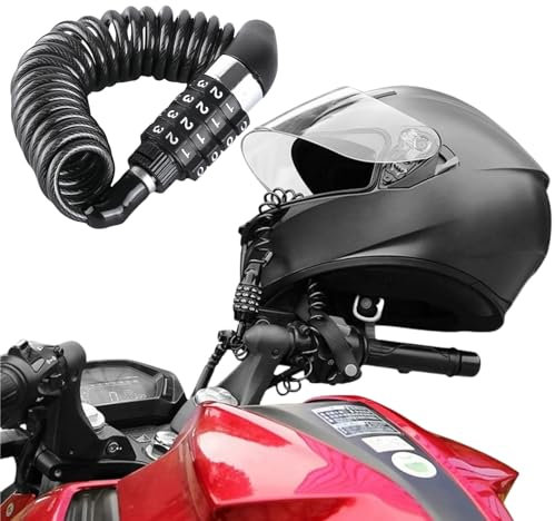 KLLJ Helmschloss, Zahlencode, Schwarz, Universal einsetzbar für Fahrräder, Motorradhelme, Skiausrüstung, Kinderwagen, Gepäck, Gartenmöbel und mehr