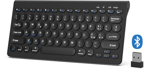 BQSS Tastiera iPad, Tastiera Bluetooth Ricaricabile, Per iPad 9/10 Generazione, iPad Air/Pro/Mini/Samsung tablet S9/Android e Window (Black)