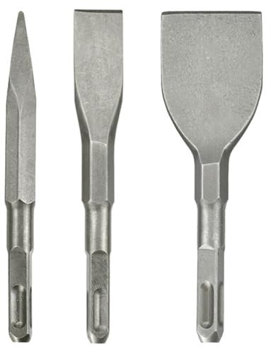 Cincel Ancho, Cincel Plano, Cincel Puntiagudo, Juego de Cinceles, Juego de Brocas de 3 Piezas, Adecuado para Concreto, Mampostería, para Trabajos de Demolición y Renovación, Fácil de Usar