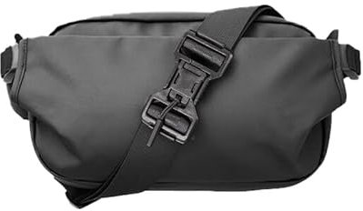 Bauchtasche 4L, Sling Bag mit Magnetismus Karabiner, Wasserdicht Crossbody Bag | Brusttasche | Schultertasche, Umhängetasche für Reise, Sport & Outdoor Aktivitäten | Herren Damen -Schwarz