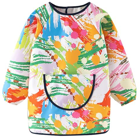 Heyjoin Kids Waterproof Art Smock Graffiti Painting Apron with Long Sleeves for Toddlers & Children (Stripe-S)