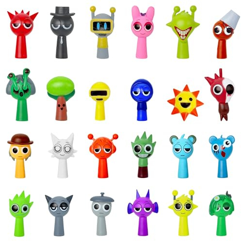 Gensly 24 Pzs Figuras Coloridas y Extrañas Adorno Coleccionable de Personaje de Juego para Fans Ojos Grandes 4-5cm Mini Juguetes para Niños