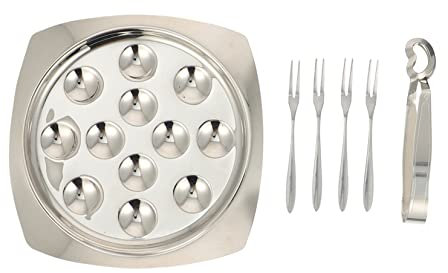 LABRIMP Kit Piatto A Forma Di Lumaca Piatto Da Portata Per Ristorante Pinze Per Lumache Forchette E Pinze