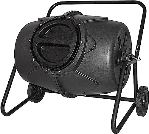 Cubo De Compostaje Giratorio Doble Con 2 Ruedas, Contenedor De Compostaje For Exteriores De 45 Galones/170 L, Contenedor Grande For Residuos De Jardín Con Orificios De Ventilación For Alimentos, Basur
