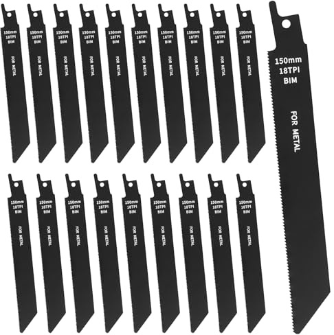 Goldoars Set di 20 Lame Per Seghetto Alternativo 150mm 18TPI Lama Per Sega Alternativa Set di Lame di Ricambio Bimetalliche per Metallo Legno Plastica e Legno Duro
