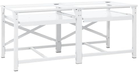 vidaXL Double Washing Machine Pedestal with Pull-Out Shelves White
