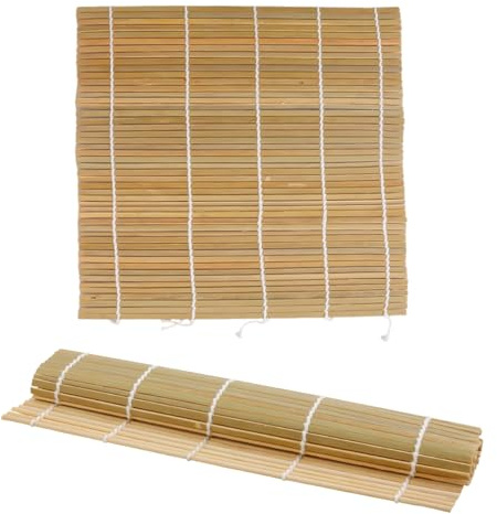 Hopzab Green Skin Bamboo Sushi Mat Natural Bamboo Rolling Making Tool DIY Sushi Roller Mold Making Assistant for Beginner and Experienced,24 * 24cm