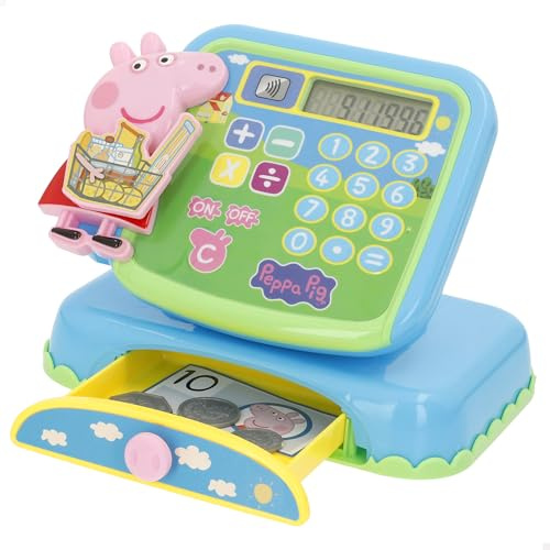 ColorBaby Peppa Pig Registratori di cassa Giocattolo, Accessori inclusi, Banconote, Monete e carte giocattolo, Giocattoli didattici, Apprendimento e divertimento +3 anni (39162)