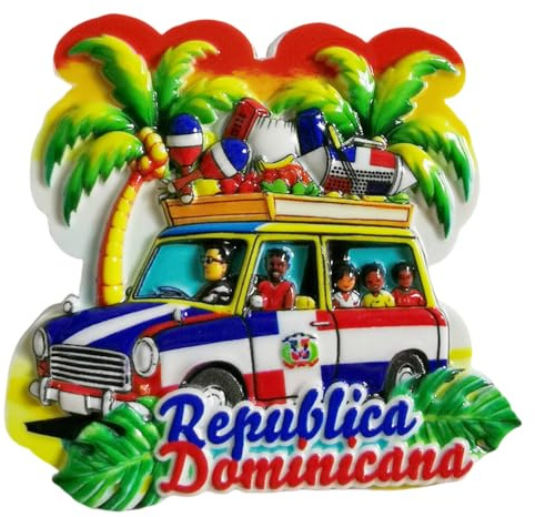 Imán para nevera de República Dominicana en 3D, recuerdo de viaje, decoración creativa