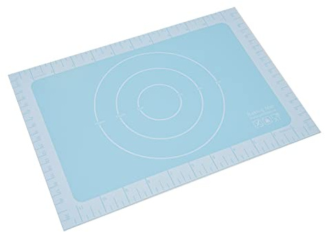 BAFOVY Macaron Bakmatta Silikon Bakmatta 21 X 30 Cm Silica Gel och Glasfiber Non Stick Easy Clean Graderad Yta för Bröd Kex Cookie Macaron Baking (Blå bas)