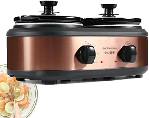 Olla De Cocción Lenta 2 En 1, Utensilio Eléctrico Ligero, Olla Desmontable De Gran Capacidad con 3 Niveles De Ajuste De Calor.