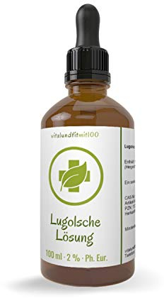 Lugolsche Lösung 100ml 2% Originalrezeptur in pharmazeutischer Reinheit (Ph. Eur.) - in Braunglas abgefüllt - Lugol`sche Jodlösung by vitalundfitmit100 mit hochwertiger Pipette
