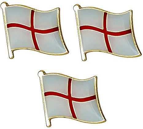 3 x England St George’s Cross Flag Lapel Pins – English National Emblem Badges – Patriotic Country Accessories – Size: 1.6cm x 1.9cm