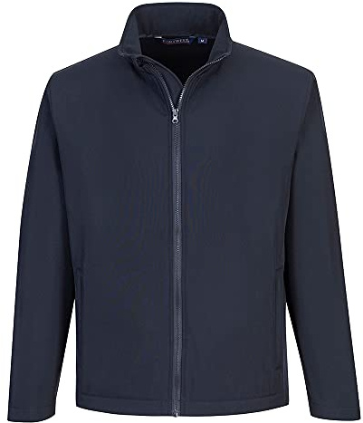 Portwest TK20 Print and Promo Softshell Jacket Water Resistant Breathable Windproof Micro Fleece Lining Custom Branding Ready Corporate Workwear, Navy, XXL
