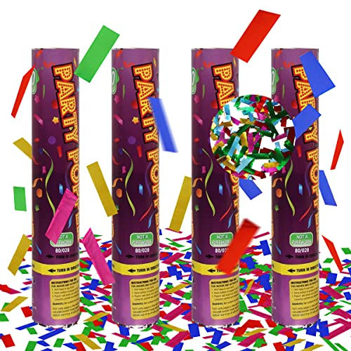 XiXiRan 4Pcs Cannone Spara Coriandoli Compleanno, Tubo Popper Sparacoriandoli Colorati, per Matrimonio, Laurea, (A)