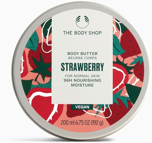 The Body Shop Strawberry Body Butter 200ml | Body Butter for Normal Skin, 96hr Moisture, Sweet Juicy Scent, Body Moisturiser for Softer Skin