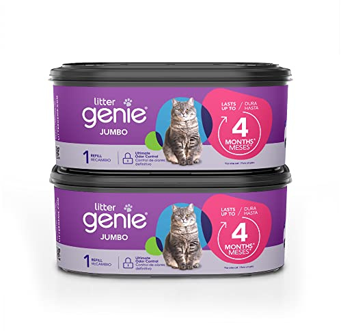 Litter Genie Refill Bags | Jumbo 2-Pack, 56 Total ft | Up to 8 Months of Supply in 2 cartridges | Ultimate Odor Control Cat Litter Bags