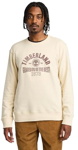 Timberland Men's Seasonal Logo Graphic Crew Neck, Angora, Large