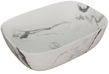 LEMONBATH - Lavabo Ovalado Sobre Encimera 46 x 32,5 x 13,5 cm - Mueble de Baño con Válvula