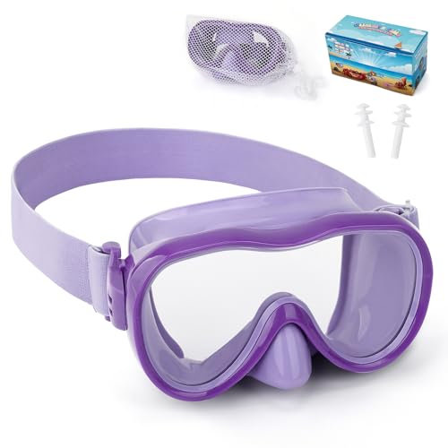 WAVE Kinder Schwimmbrille, Anti-Leck Schnorchelmaske mit Nasenabdeckung & elastischem Stoffband, UV-Schutz Schwimmbrille für Jungen und Mädchen