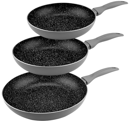 ARL HAUSMANN Lot de Poêles Induction 20+24+28 cm - Set de Poele Granit Antiadhésives pour Tous Types de Cuisinières - Poele Sans Teflon et Sans PFAS - Aluminium Léger - Poêle à Frire Anti adhesive