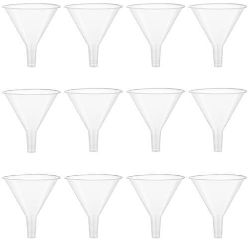 HAKZEON 12 PCS Plastic Funnels, 12cm Transparent White, Multi-Purpose