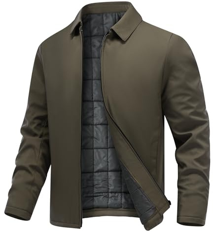Allthemen Veste Homme Classique Décontracté Blouson Revers Couleur Uni Jacket Hiver Coupe-Vent Epaisse Bomber Manteau Kaki L
