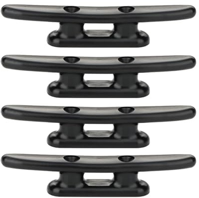 YAPKOLV 4 pezzi, realizzato in nylon di alta qualità, compensato per molo ormeggio, bitta per barche, morsetto per ormeggio barca, bitta per pontile, accessori per base ponte yacht (100 mm) (Nero)