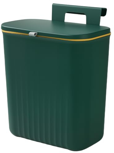 Otopone 10L Under Sink Bin, Food Waste Bin with Hooks and No Drill Sticker, Food Waste Caddy for Kitchen Office Bathroom Bedroom(Green)