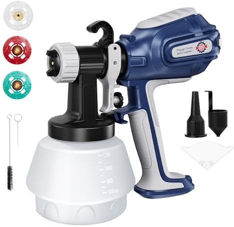 TurboVolt 700W HVLP Farbsprühsystem, 1500 ml/min Lackierpistole Elektrisch mit 3 Düsen, 3 Spritzmuster, 1200ml Farbsprühgerät für Zäune, Schränke, Tür, Wände, Möbel mit Reinigungs & Blasanschlüssen