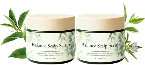 Gommage Exfoliant pour Cuir Chevelu, Gommage Capillaire aux Plantes, Nettoyant Purifiant au Romarin et Menthe, Exfolie et Apaise le Cuir Chevelu, Aide à Réduire les Pellicules (2pc)