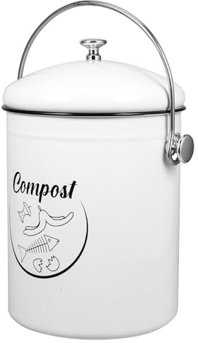 DIYEAH Cubo de Basura de Cocina con Tapa 5L de Hierro Reciclable Compostador Doméstico para Residuos Orgánicos Contenedor Compacto para Encimera Gestión de Residuos y Prevención de