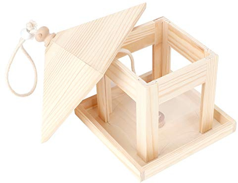 RASTKY Nichoir à Oiseaux en Bois, Mangeoire, Ornement de Jardin Extérieur, Décoration Personnalisée pour Oiseaux, 7,9 X 6,7 X 6, Pouces, Idéal pour les Merles, les Moineaux, les Mésanges Bleues, 380 G