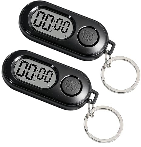 Stopwatch Keychain Digital Timer,2PCS Mini Stop Watch Countdown Timer with LCD Screen, Portable Stop Watch for Keys Backpack Lanyard, Kitchen Timer Digital, Digital Pocket Watch Accessories