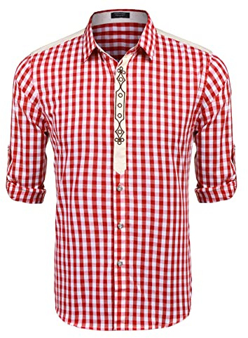 COOFANDY Chemise traditionnelle à manches longues pour homme, à carreaux, pour la fête de la bière, coupe régulière, chemise à carreaux, chemise de loisirs