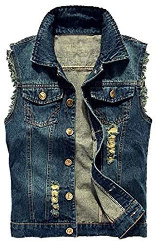 MERCIY Herren Beiläufiger Denim Weste Jacke Klassische ärmel Dünne Jacken