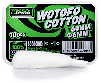 10x WOTOFO Cotton 6mm Watte für Coils Wickeldraht Verdampfer RBA, MESH A1, Ni80 Nichrome, KA1 Kanthal, SS316L Edelstahl MTL, E Zigarette Verdampfer Selbstwickler